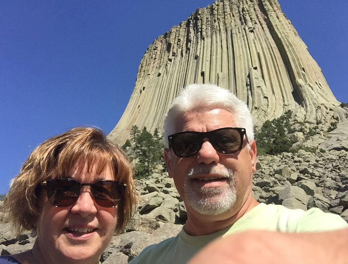 Chuck & Sandy Kubly visiting Devil’s Tower in Wyoming.