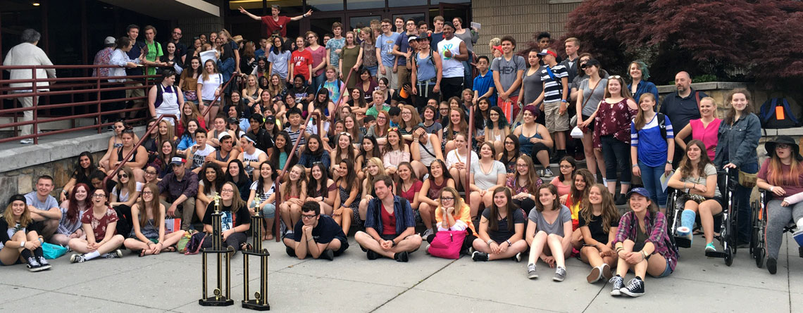 Brecksville-Broadview Heights Choir and Orchestra students after their award winning performances at the Great Smoky Mountains Music Festival in Gatlinburg, Tennessee.