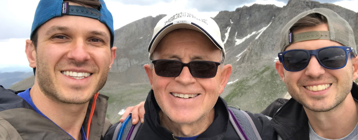 Steve hiking Mt Evans in the Rocky Mountains with his sons, Nick and Joel.