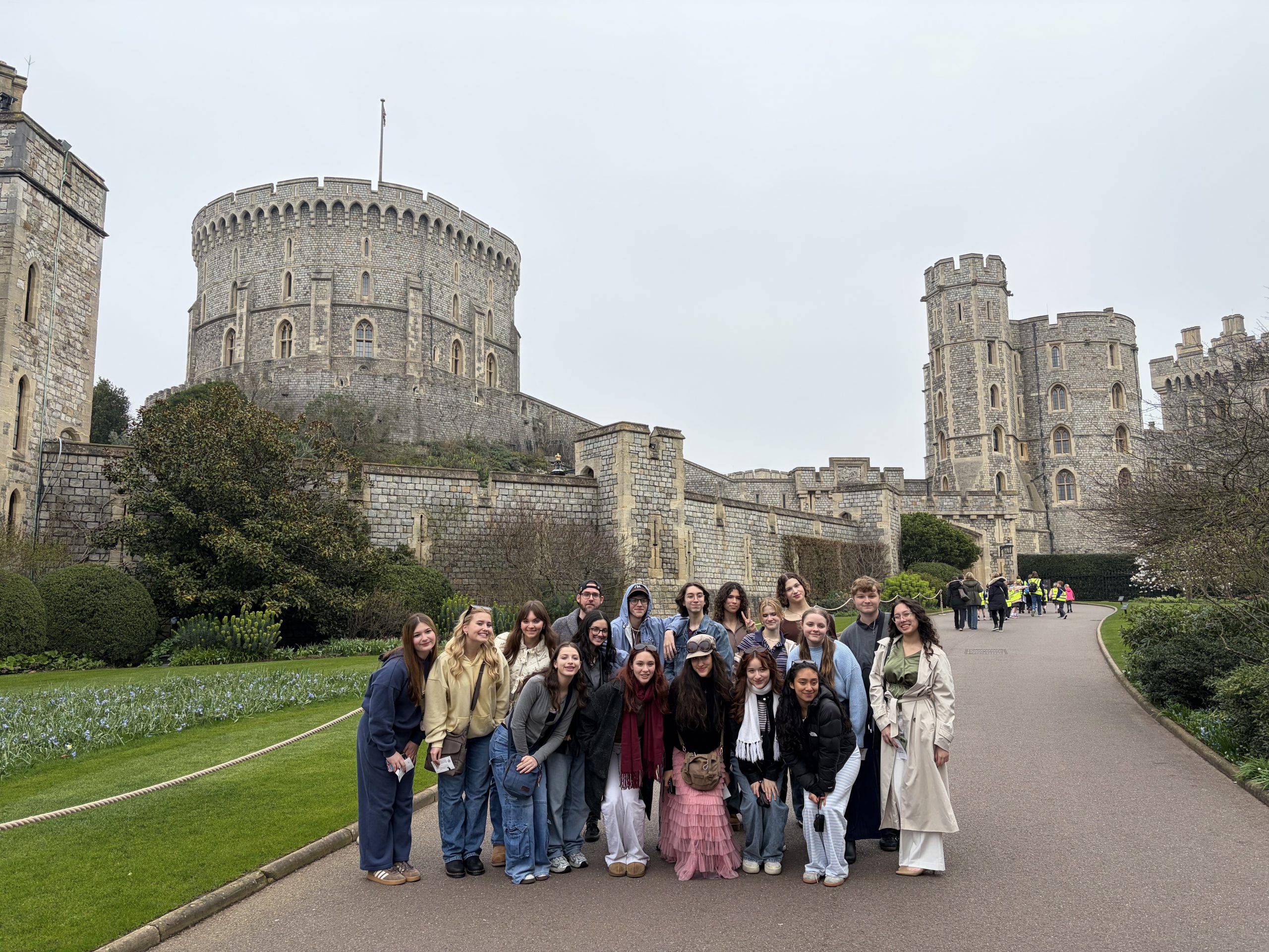 students standing in front of Windsor Castle